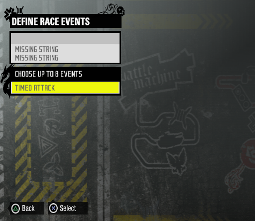 ... the custom race day event selection menu...