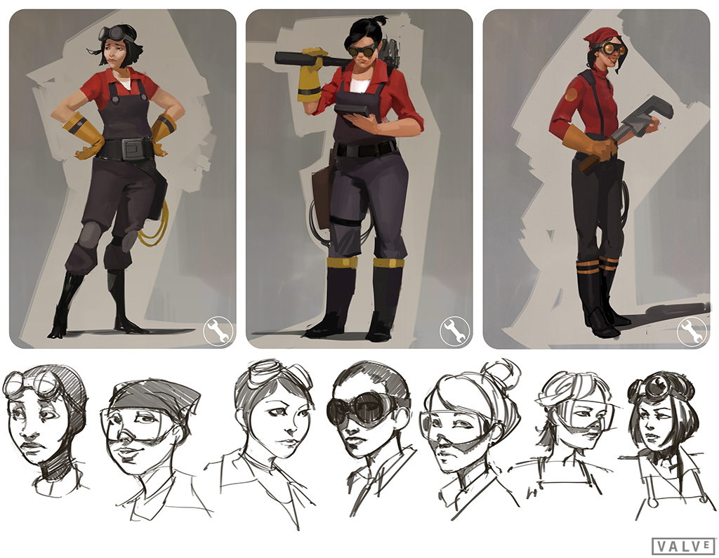 Concept art of a female Engineer. Concept art of a female Engineer.