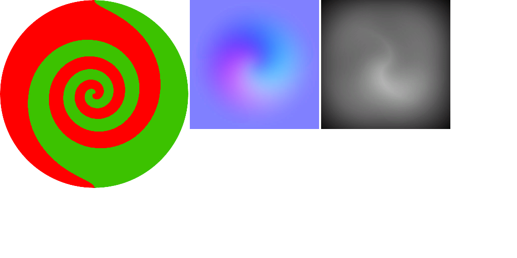 A texture of a red and green swirl, accompanied by normal and specular maps.