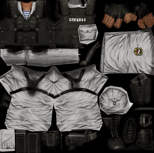 Spetsnaz solid white body. This would have fit Secret War.