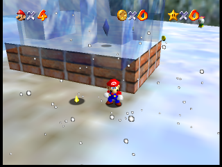 Star 2. Seemingly an early location of Star 3 from the final game; also clips into the ground. Star 2. Seemingly an early location of Star 3 from the final game; also clips into the ground.