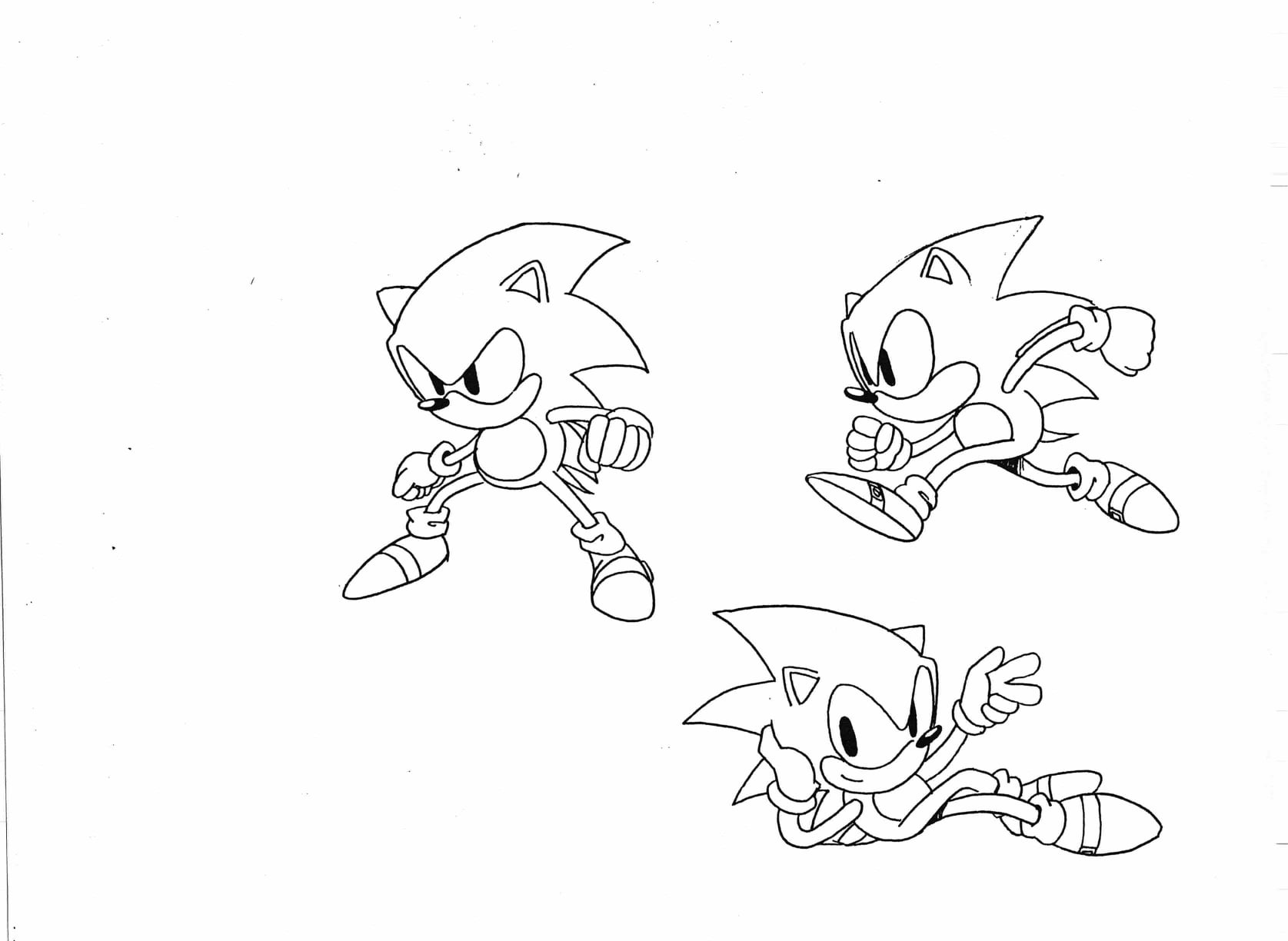 Line art of various Sonic poses. Line art of various Sonic poses.