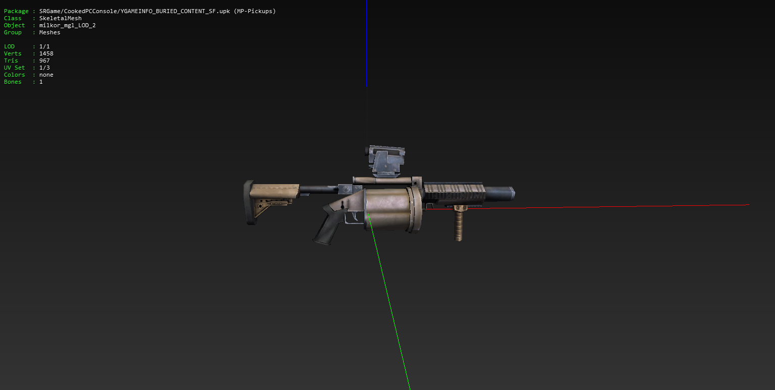 The M32 MGL's early LOD model with a scope and foregrip. The M32 MGL's early LOD model with a scope and foregrip.