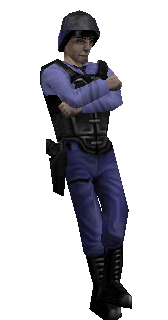 leand: A guard gets up from leaning and pushes a button. leand: A guard gets up from leaning and pushes a button.