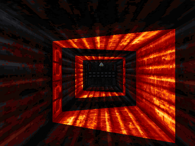 One of the many metal hallways in the level. One of the many metal hallways in the level.