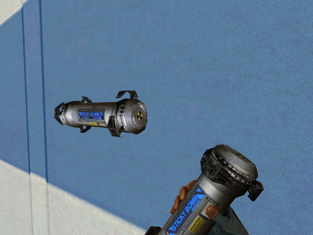 Sticky bomb on a wall.