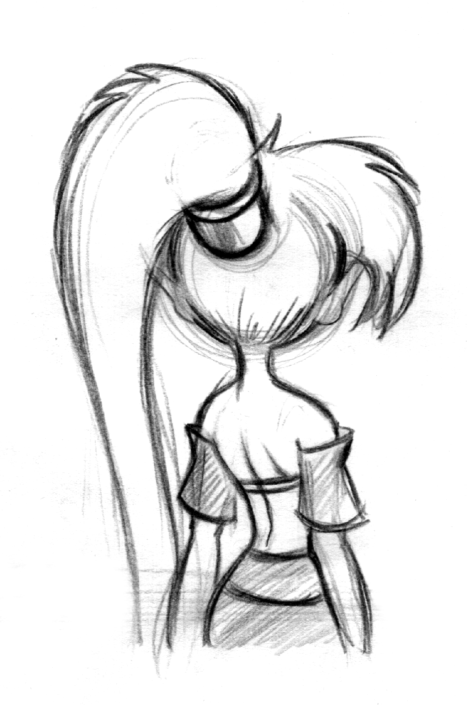 Sketch of Shantae while in a town Sketch of Shantae while in a town