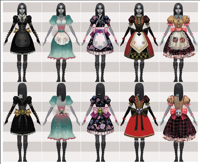 Alice's final dresses in story mode. Alice's final dresses in story mode.