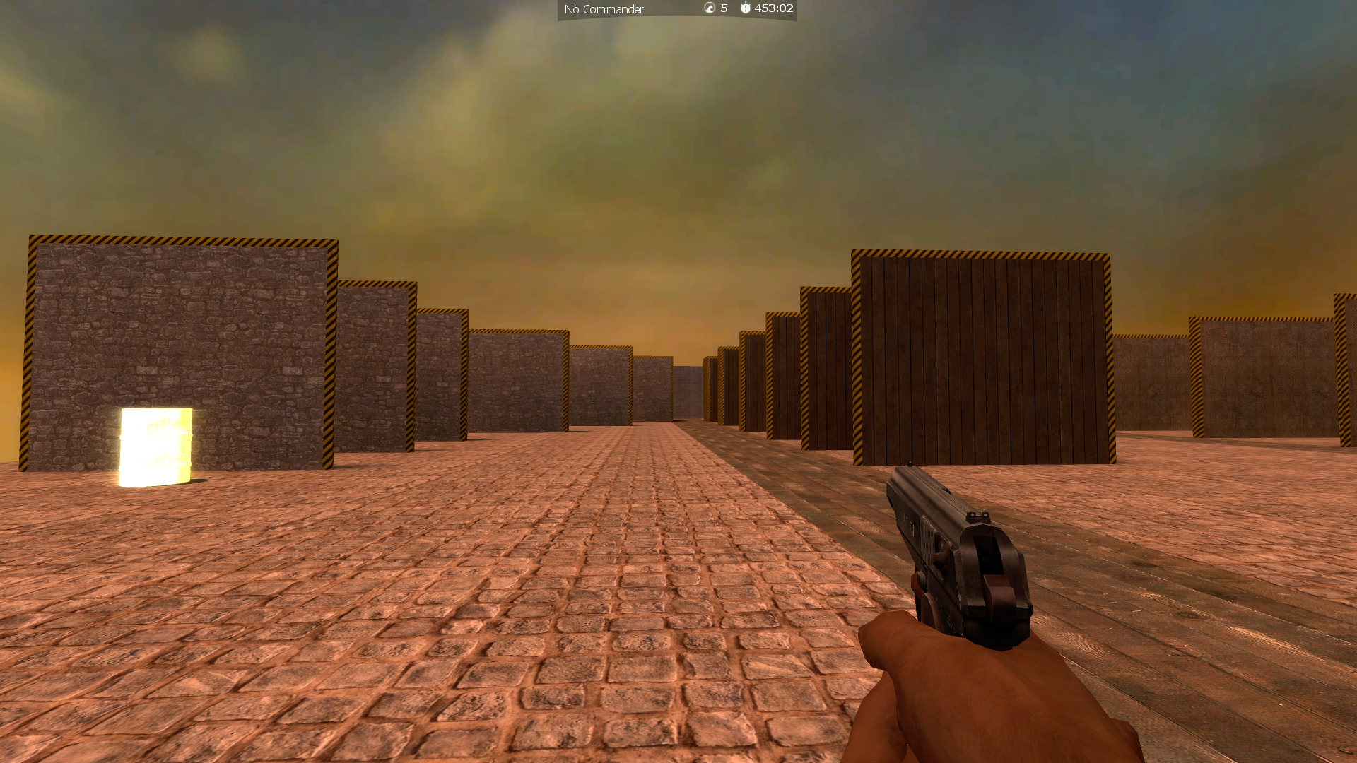 The wood and cobblestone firing ranges.
