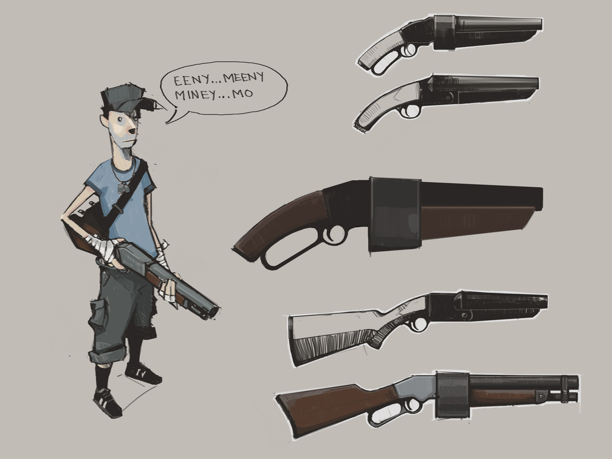 Scattergun concept art. Scattergun concept art.