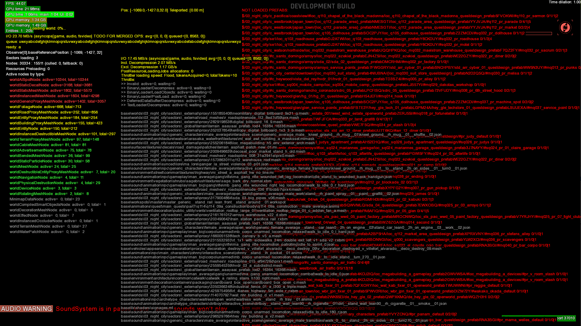 Asset streaming overlay, displayed while loading a save.