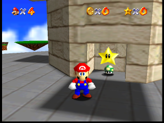 Star 4. Placed behind the tower's breakable wall, replaced by a 1-Up in the final. Star 4. Placed behind the tower's breakable wall, replaced by a 1-Up in the final.