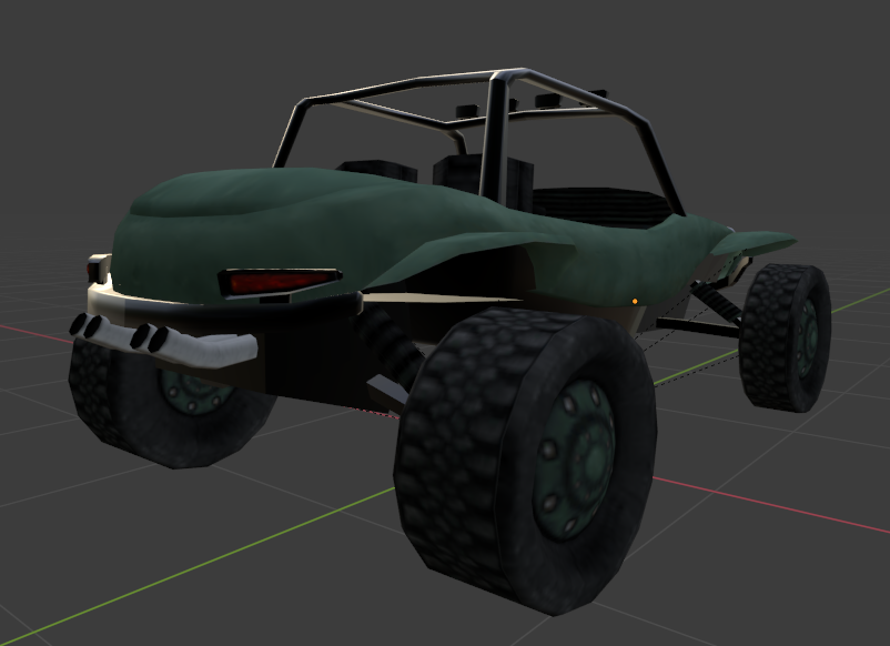 Rear quarters view of the model.