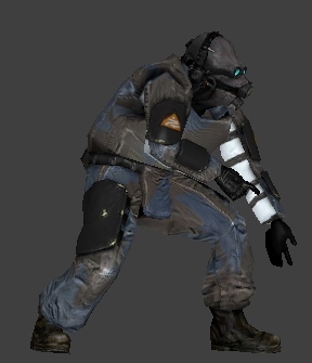 A Combine Soldier placing a grenade.