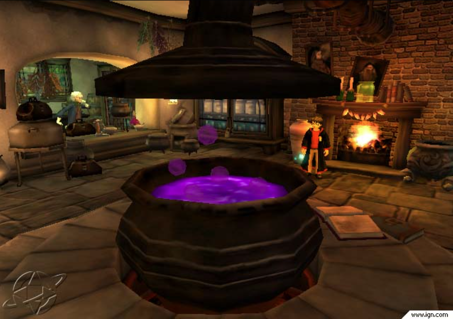 the glass jar look rounder and wider, the shop front has some random prop and a couple of potion kit around the shop front, unused game string indicate that this is what harry should have buy instead of a vial. the glass jar look rounder and wider, the shop front has some random prop and a couple of potion kit around the shop front, unused game string indicate that this is what harry should have buy instead of a vial.