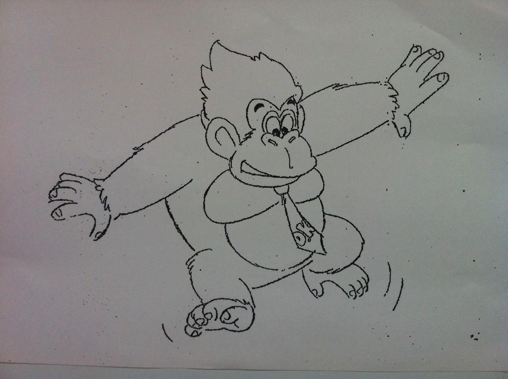 One of the earliest designs for Donkey Kong more resembling his design seen in Donkey Kong) on the Game Boy a year later. One of the earliest designs for Donkey Kong more resembling his design seen in Donkey Kong) on the Game Boy a year later.