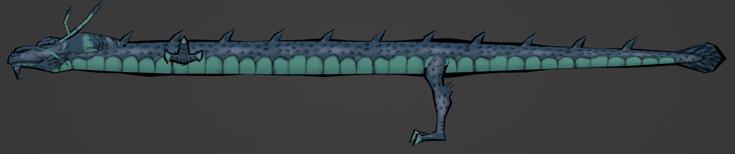 Early Water Dragon. Holds the dragon orb in the other hand.