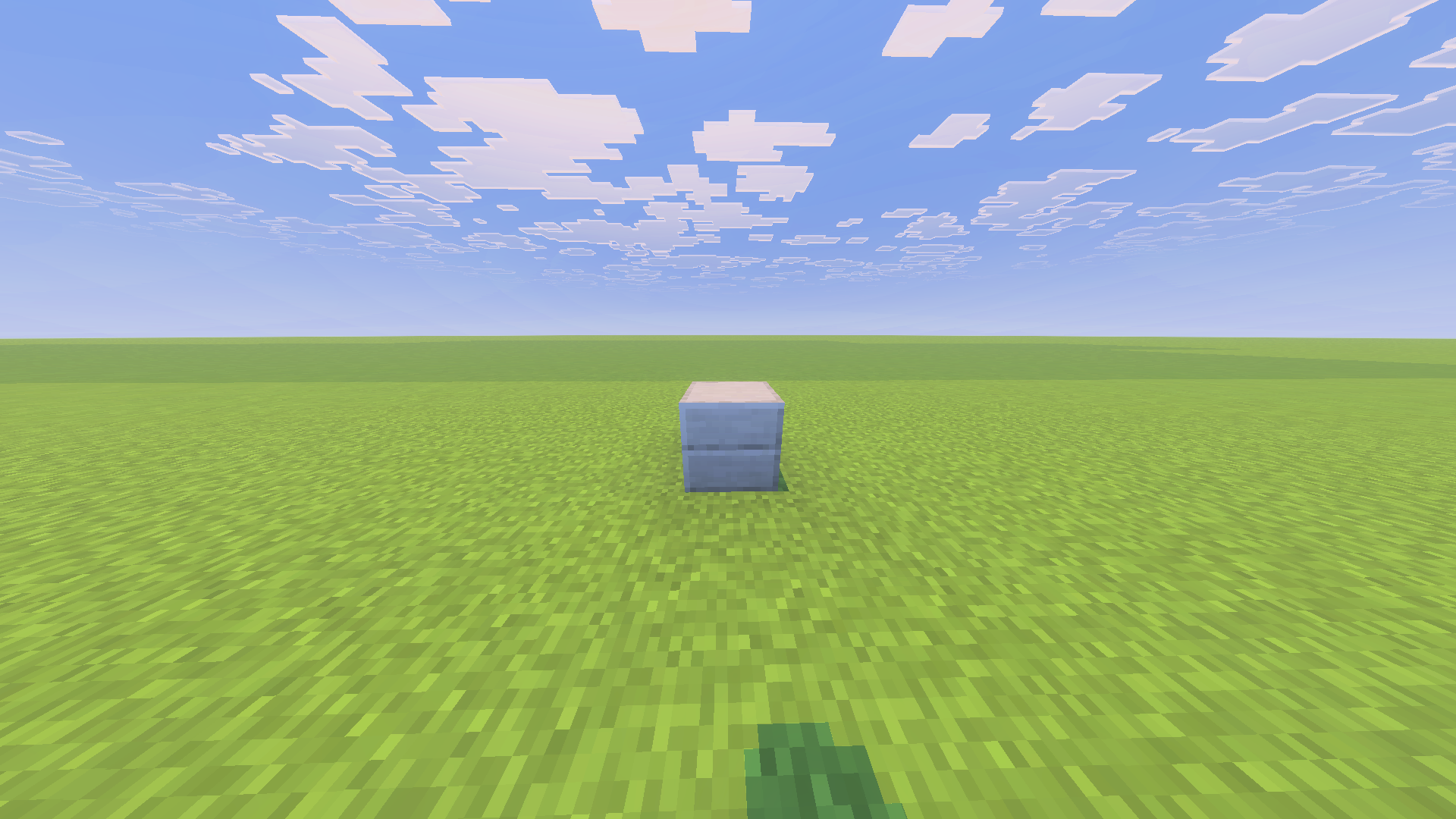 The block placed down in a superflat world. The block placed down in a superflat world.