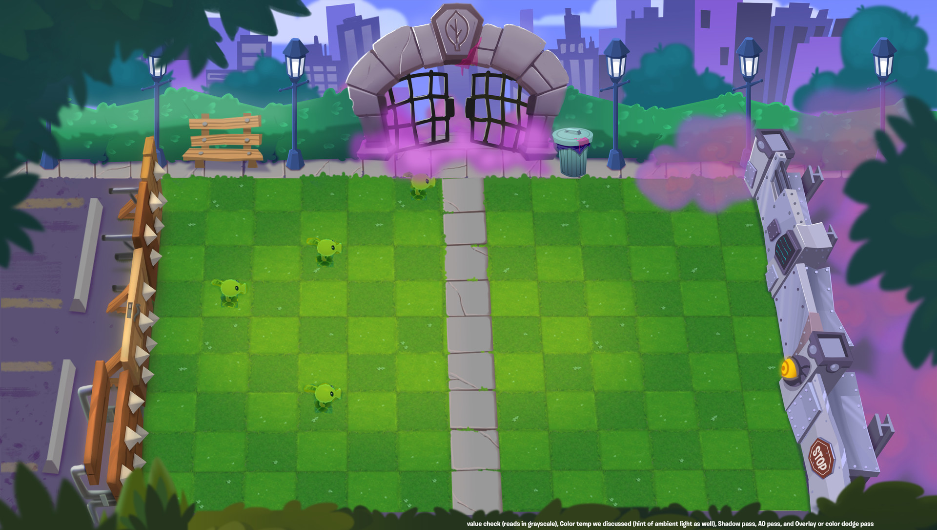 Art of a park lawn with 2 sides. Art of a park lawn with 2 sides.