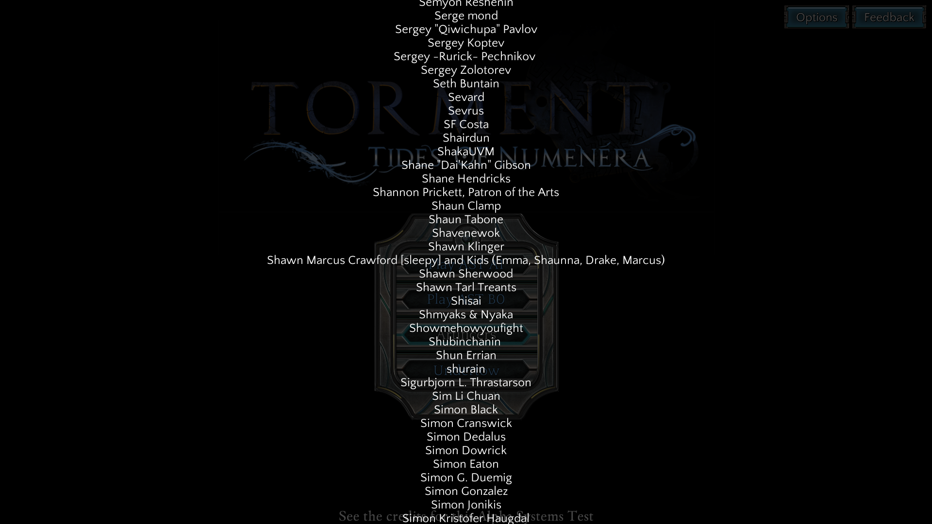 Credits - Alpha system testers