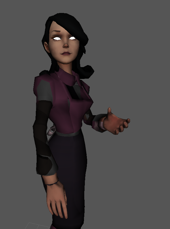 A newer leaked model render of the Witch model with Miss Pauling textures applied.