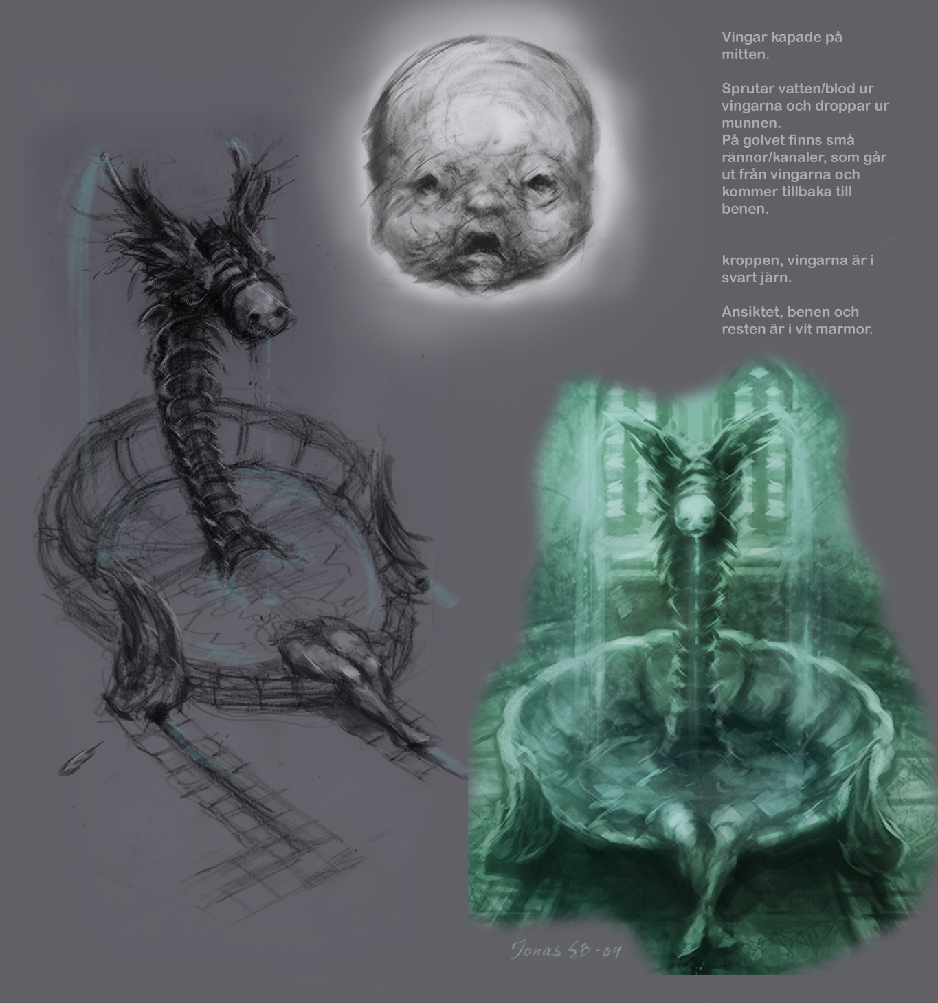 Concept art of the fountain.