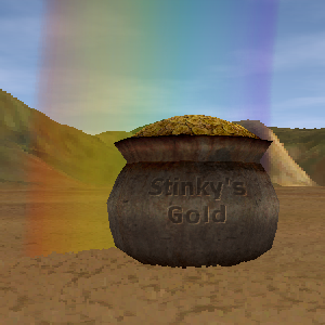 The pot reads "Stinky's Gold". A locker in the Khufu armory is labeled "Stinky", so presumably a designer's nickname. The pot reads "Stinky's Gold". A locker in the Khufu armory is labeled "Stinky", so presumably a designer's nickname.