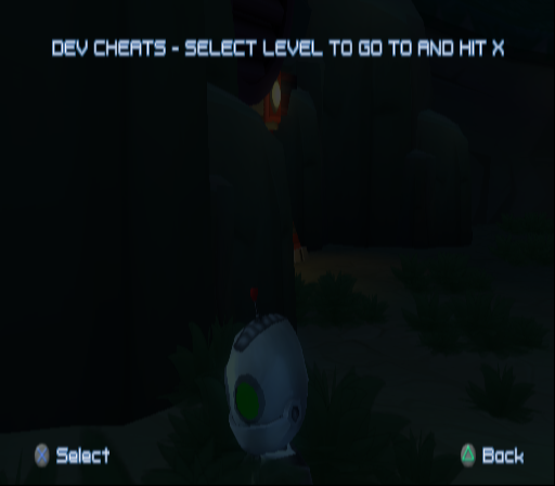 Secret_Agent_Clank_PS2_dev_cheats_select_level.png