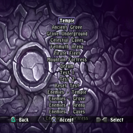 The EU version of the level select via pause screen.