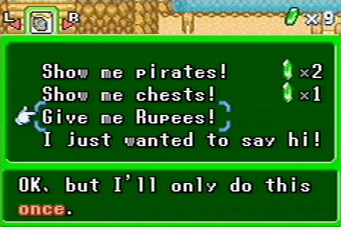English version of the Pirate's Charm menu.