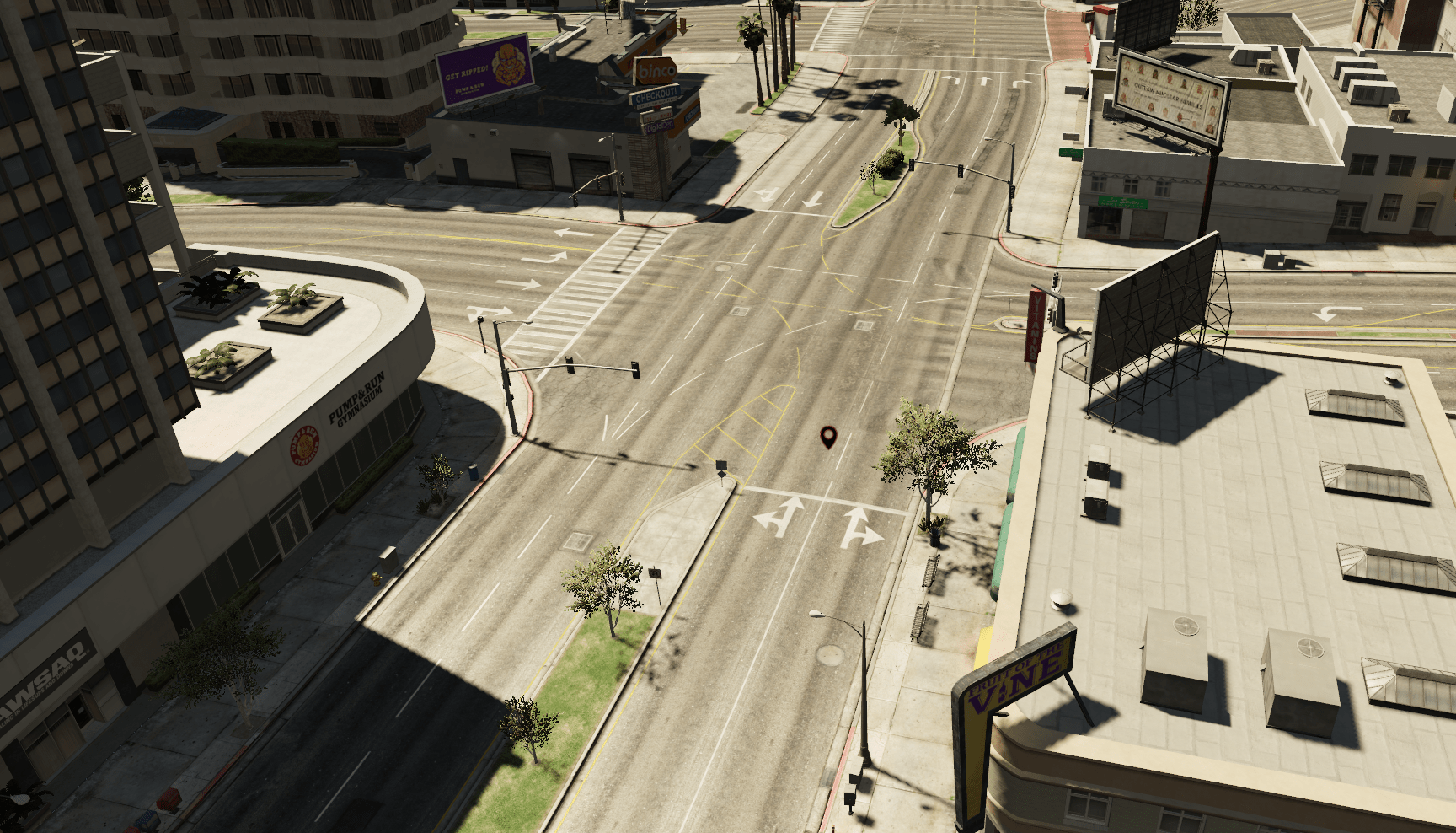 The area seen in-game. The position is the red/black marker.
