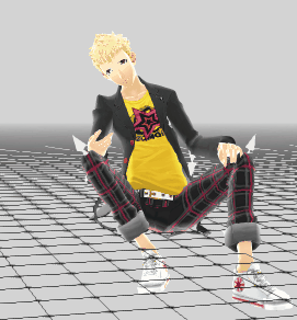 Ryuji sitting, showing his phone. Ryuji sitting, showing his phone.
