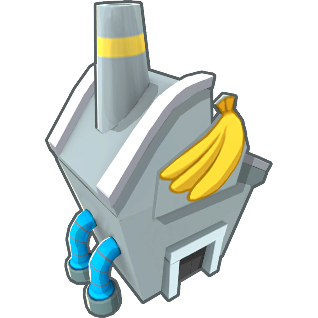 Unused version of 4-0-0 Banana Farm Tower Icon, shows some minor differences, such as the building roof being shaped different, the building lacking shading, and two blue tubes instead of one.
