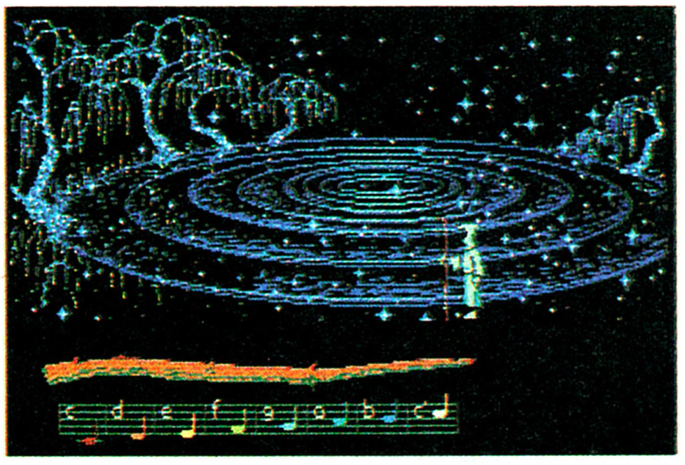 The Shore of Wonder, with no swans, and Bobbin walking around normally rather than floating in space.