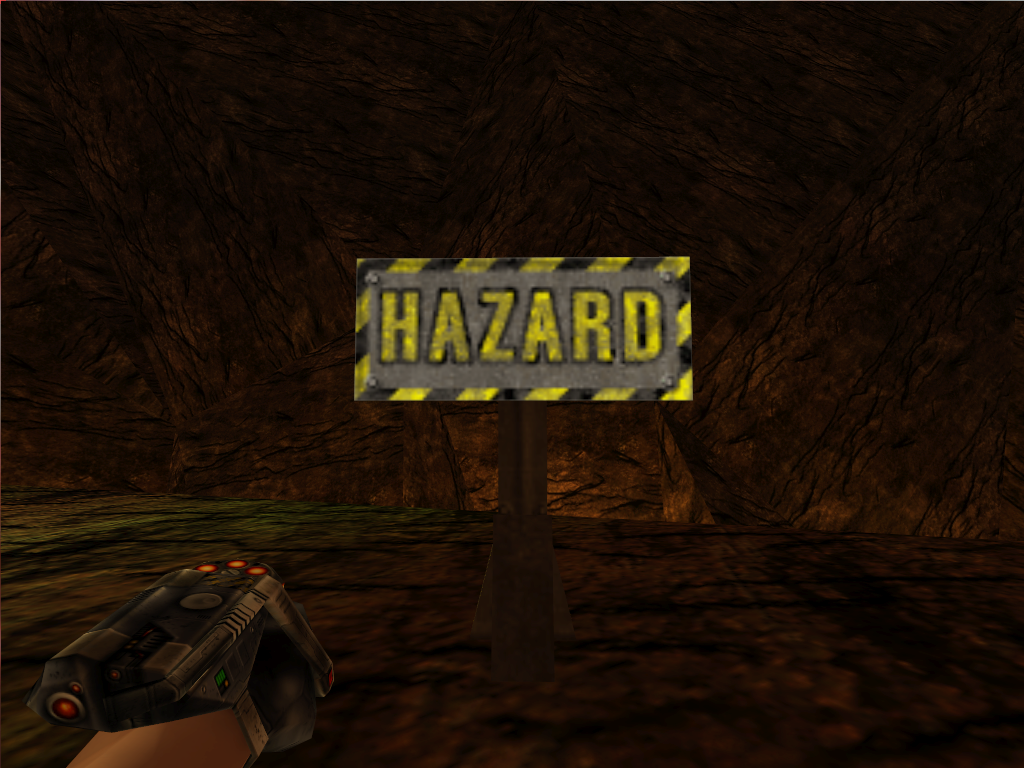 HAZARD sign. HAZARD sign.