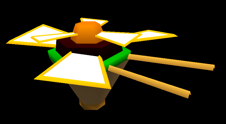 An unused double propeller that would be attached to a wall. In-game, the two propellers spin in opposite directions, with the top part spinning faster than the bottom one. A duplicate of it exists in the data, but with the UVs on the rocky bottom model being flipped upside-down. None of the propeller objects so far have any collision.