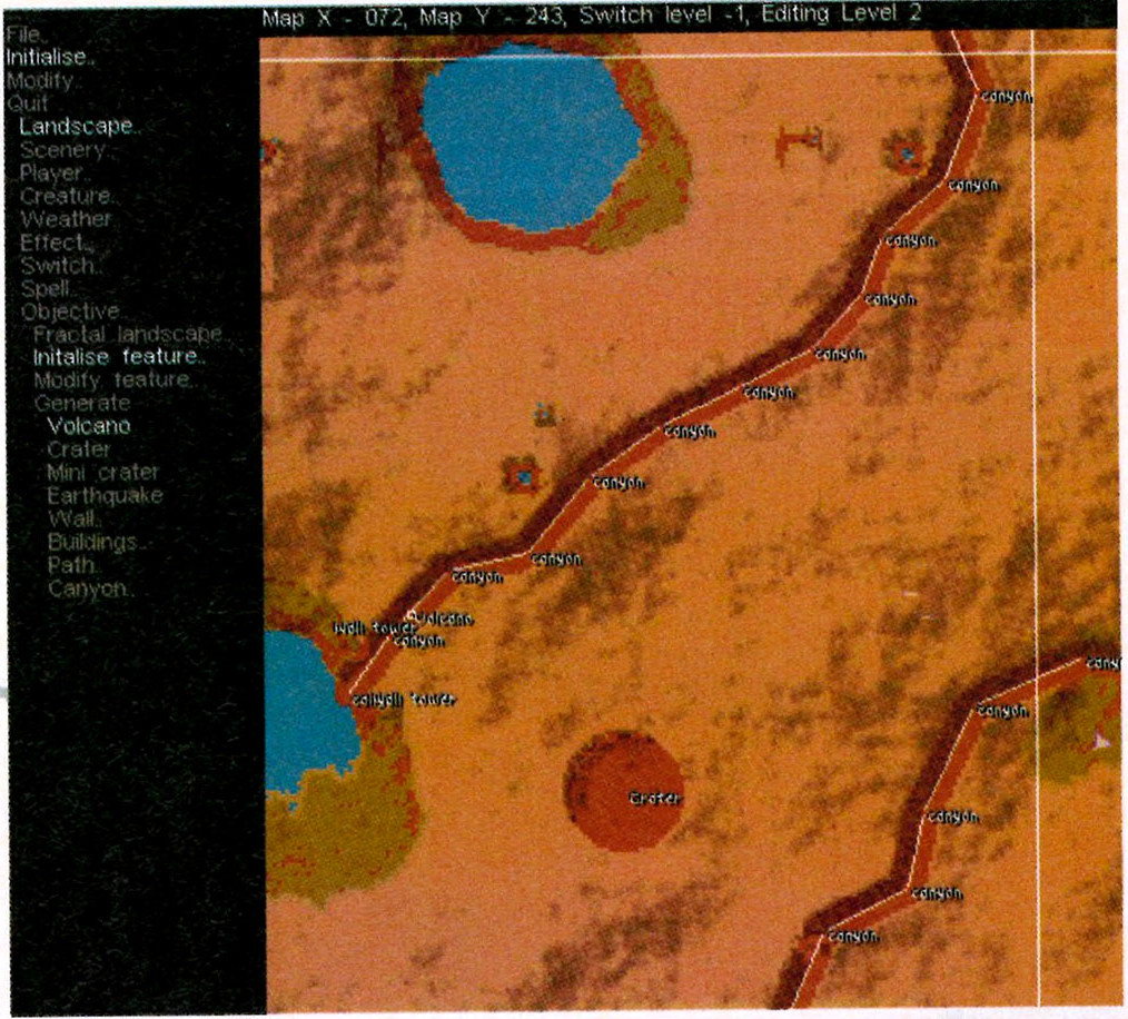 Another screenshot of the game's editor showing how terrain was manipulated Another screenshot of the game's editor showing how terrain was manipulated