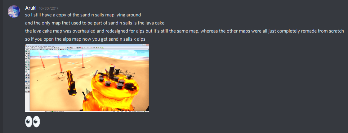 Aruki explaining how he still had an early version of the base Sand 'n Sails map.