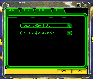 Botmatch setup screen. Botmatch setup screen.