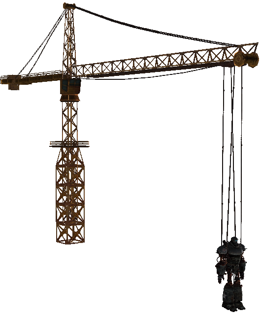 Liberty Prime on a crane, rather than the scaffolding used in-game. Liberty Prime on a crane, rather than the scaffolding used in-game.