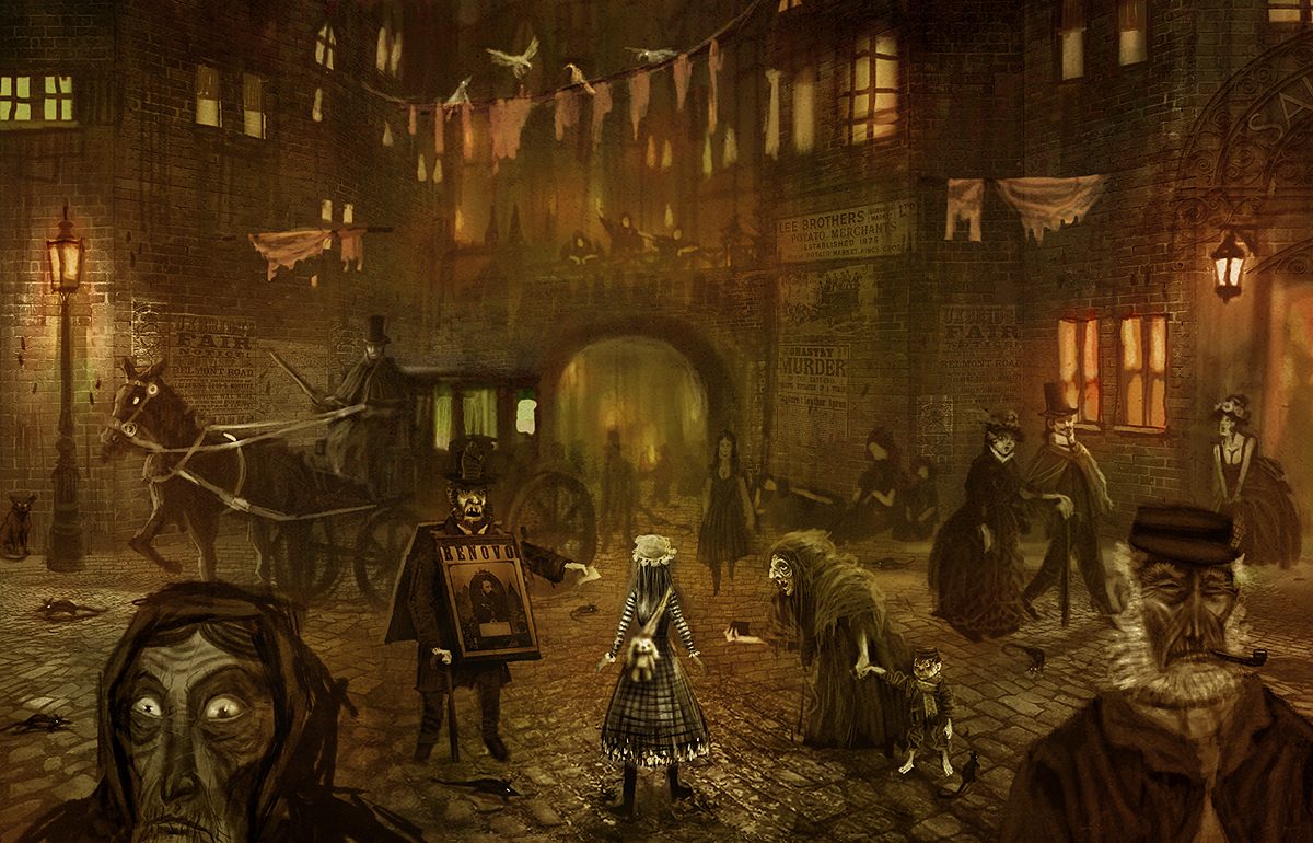 Alice wandering in the streets. Alice wandering in the streets.