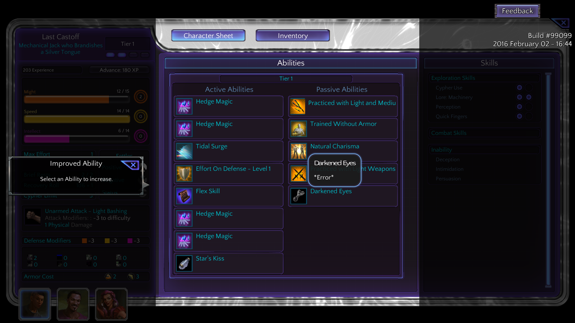 Character sheet - Darkened Eyes - *ERROR*