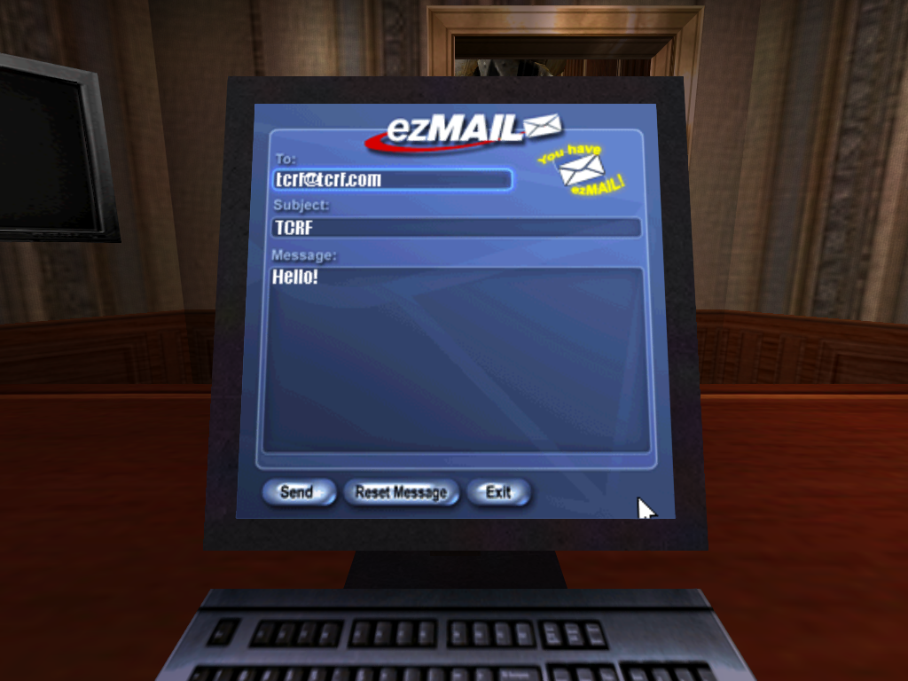 Composing an email.