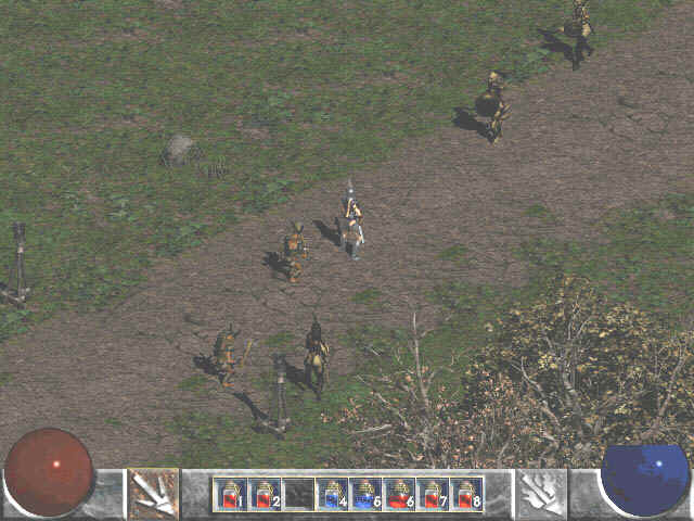 E3 1999 image. Unlit torches and golden looking enemies.
