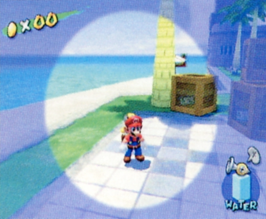 Page 17 of the North American manual shows Mario by the fruit stands with a set of crates that aren't present here in the final.