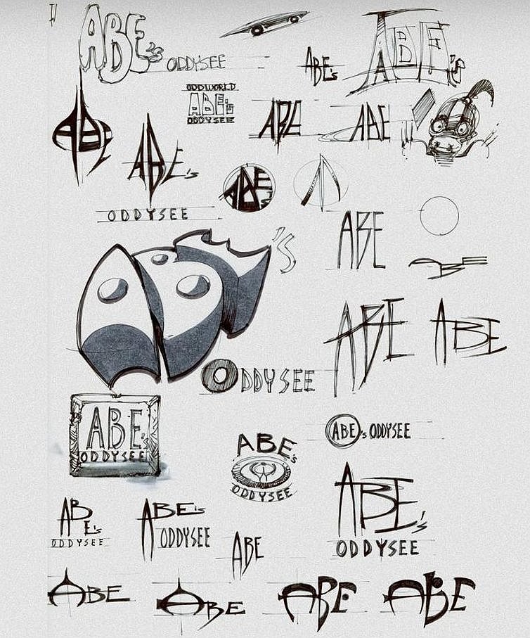 Early logos for Oddworld: Abe's Oddysee. Early logos for Oddworld: Abe's Oddysee.