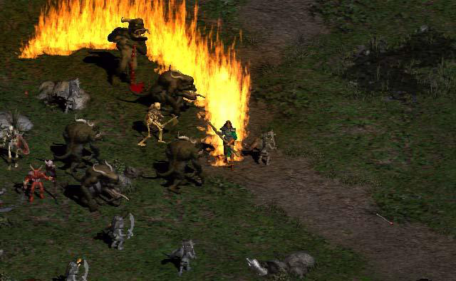 A Sorceress using Blaze. Notable because Misshapen don't spawn in outdoors areas normally.