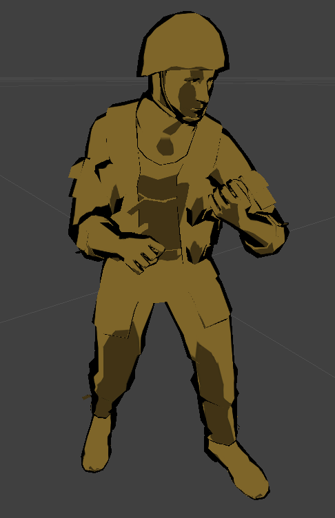 The Cel-Shaded material on a KF Soldier. The Cel-Shaded material on a KF Soldier.