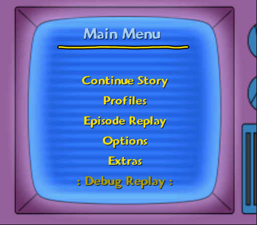 : Debug Replay : button in the main menu on PS2