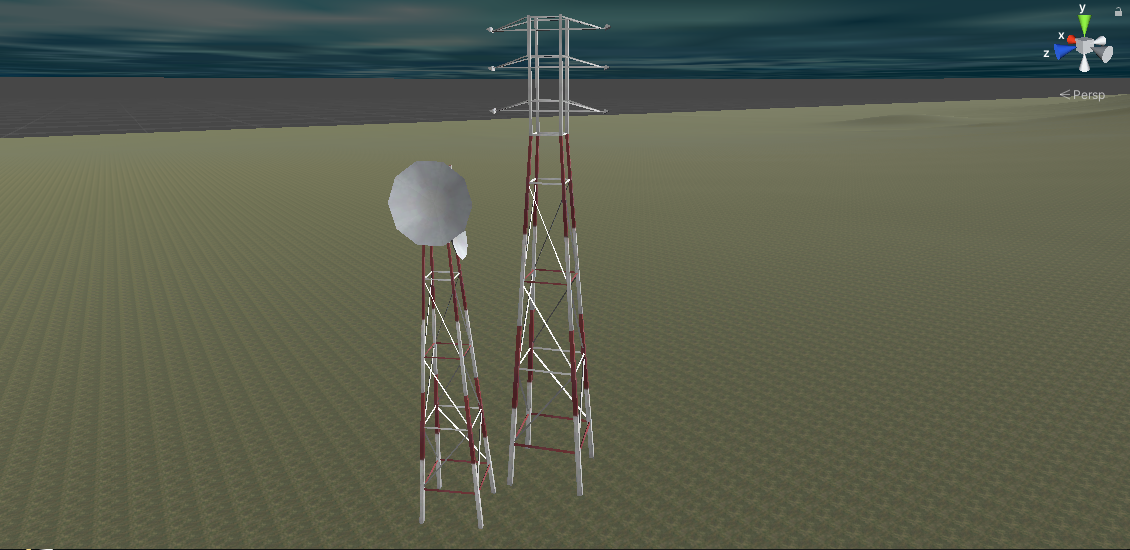 A satellite and electrical pole.